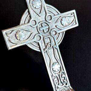 St Saint Patrick Pewter Cross Standing Metal Art Decor Celtic Catholic Christian